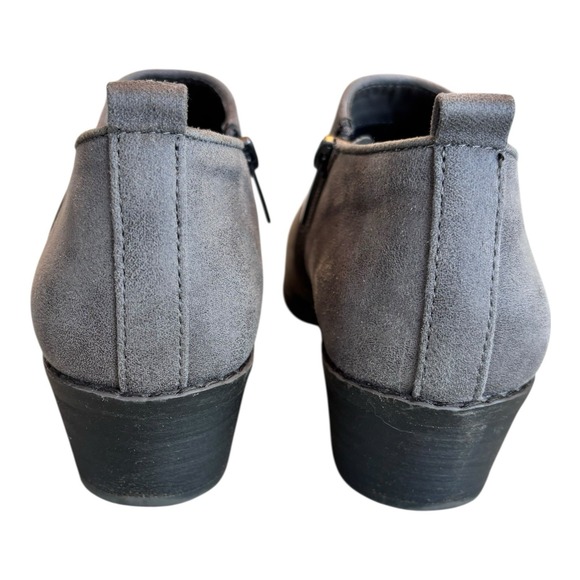 Xappeal Ankle Boots Womens 6 Gray Faux Suede Block Heel Booties Zip Up - Picture 6 of 11